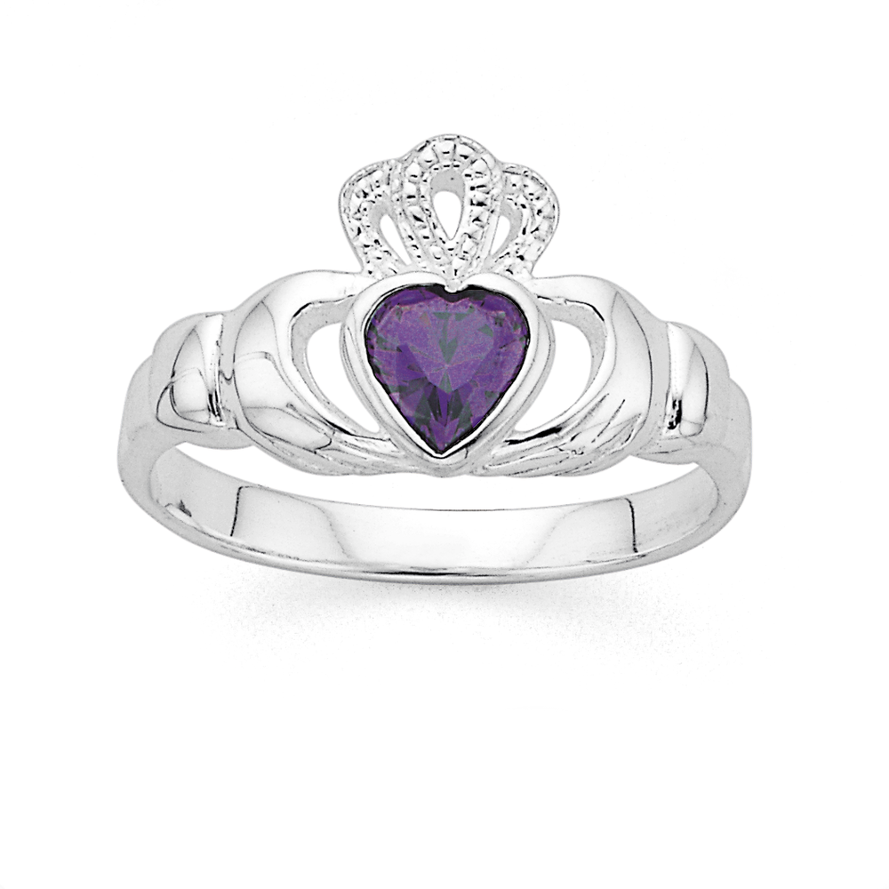 Purple claddagh clearance ring