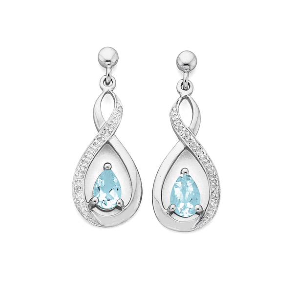 White Gold Aquamarine & Diamond Earrings | Earrings | Prouds The Jewellers